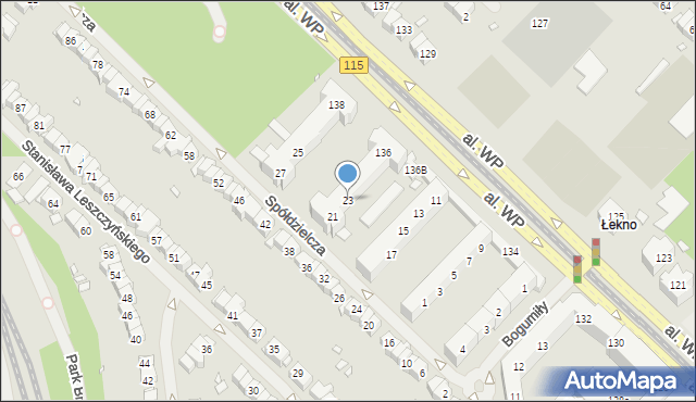 Szczecin, Spółdzielcza, 23, mapa Szczecina