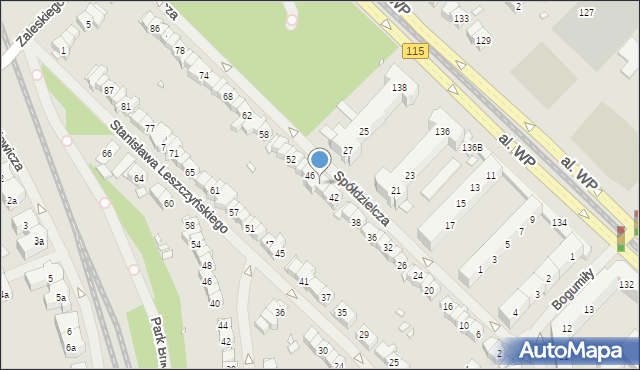 Szczecin, Spółdzielcza, 44, mapa Szczecina