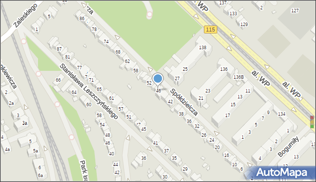 Szczecin, Spółdzielcza, 46, mapa Szczecina