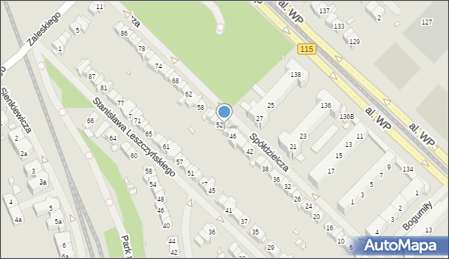 Szczecin, Spółdzielcza, 50, mapa Szczecina