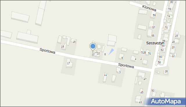 Szczuczyn, Sportowa, 12, mapa Szczuczyn