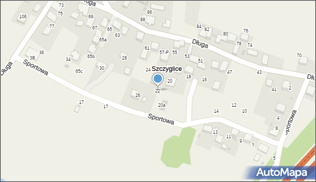 Szczyglice, Sportowa, 22, mapa Szczyglice