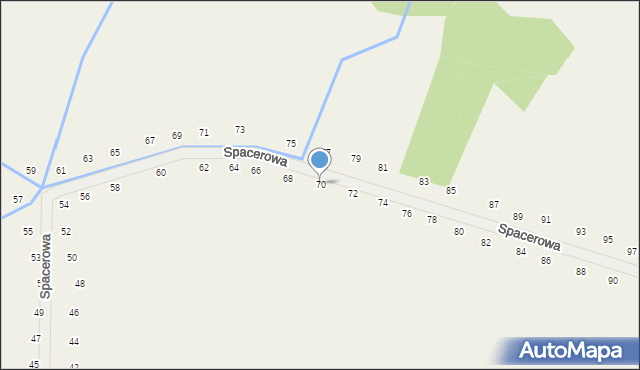 Tomaszowice, Spacerowa, 70, mapa Tomaszowice