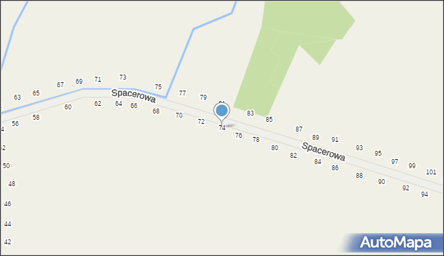 Tomaszowice, Spacerowa, 74, mapa Tomaszowice