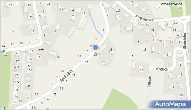 Tomaszowice, Spokojna, 25, mapa Tomaszowice