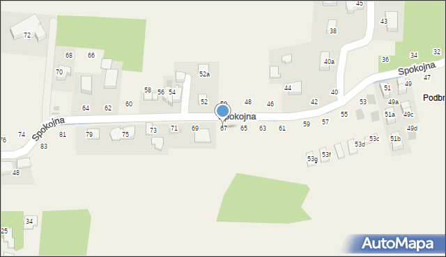 Tomaszowice, Spokojna, 67, mapa Tomaszowice