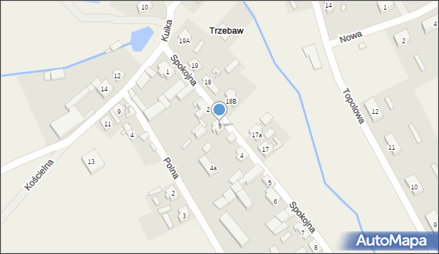 Trzebaw, Spokojna, 3, mapa Trzebaw