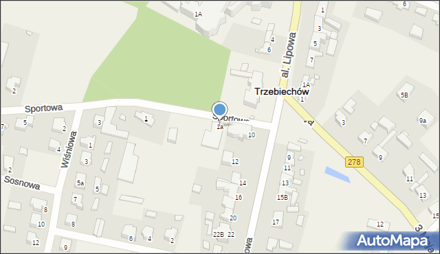 Trzebiechów, Sportowa, 1a, mapa Trzebiechów