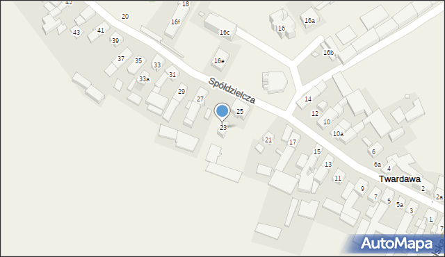 Twardawa, Spółdzielcza, 23, mapa Twardawa