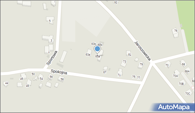 Tychy, Spokojna, 65a, mapa Tychów