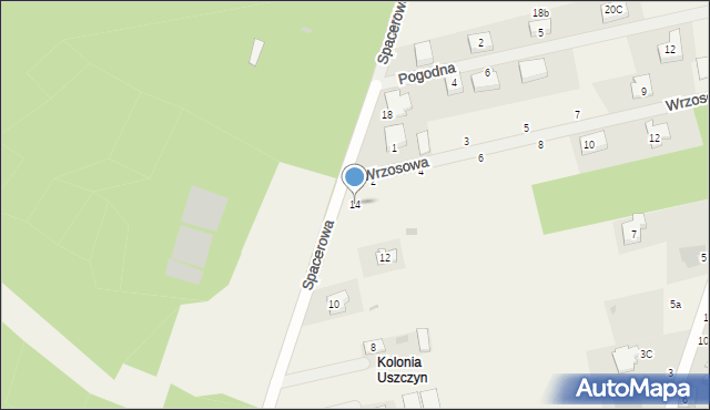 Uszczyn, Spacerowa, 14, mapa Uszczyn