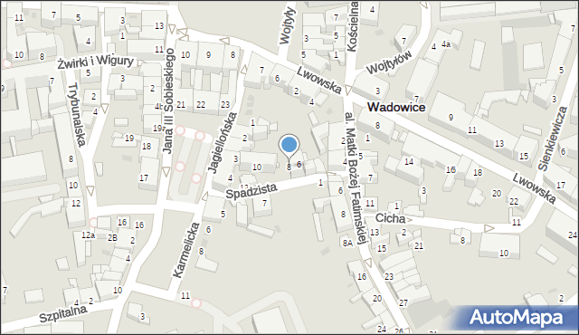 Wadowice, Spadzista, 8, mapa Wadowice