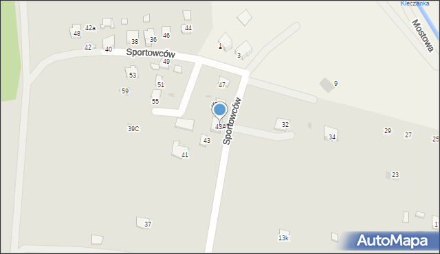 Wadowice, Sportowców, 43A, mapa Wadowice