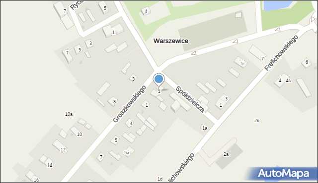 Warszewice, Spółdzielcza, 1, mapa Warszewice