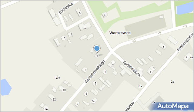 Warszewice, Spółdzielcza, 3, mapa Warszewice