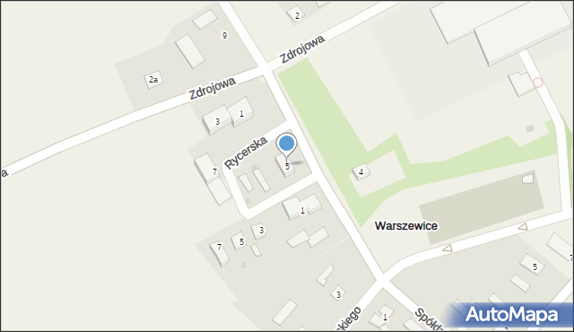 Warszewice, Spółdzielcza, 5, mapa Warszewice