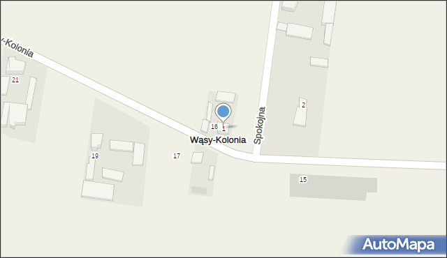 Wąsy-Kolonia, Spokojna, 1, mapa Wąsy-Kolonia