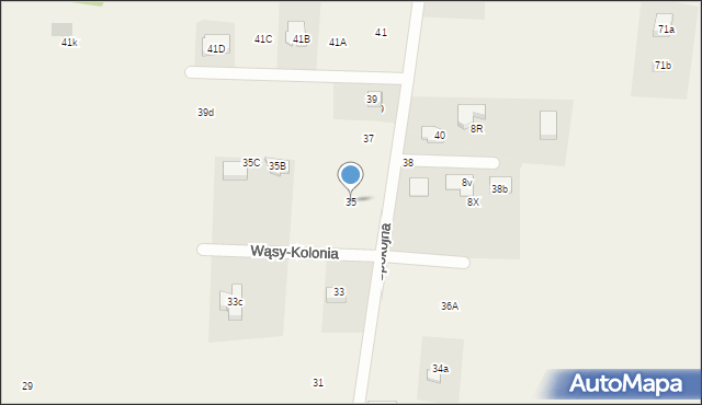 Wąsy-Kolonia, Spokojna, 35, mapa Wąsy-Kolonia