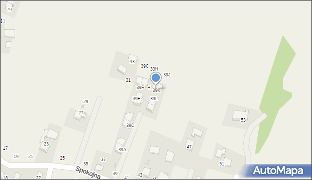 Wielka Wieś, Spokojna, 39K, mapa Wielka Wieś