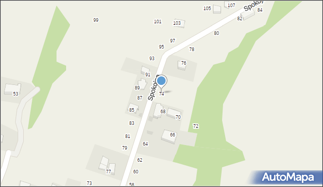 Wielka Wieś, Spokojna, 74, mapa Wielka Wieś