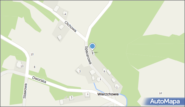 Wierzchowie, Spacerowa, 8, mapa Wierzchowie