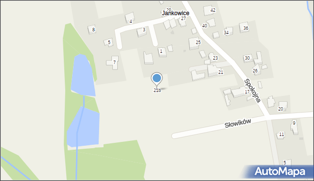 Wilamowice, Spokojna, 21b, mapa Wilamowice