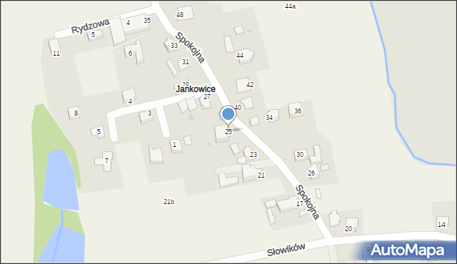 Wilamowice, Spokojna, 25, mapa Wilamowice