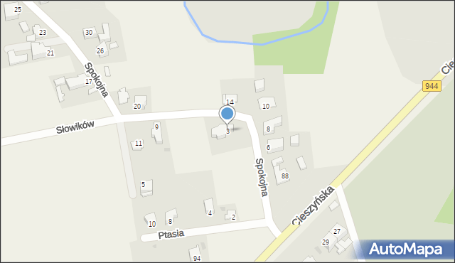 Wilamowice, Spokojna, 3, mapa Wilamowice