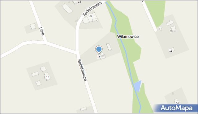 Wilamowice, Spółdzielcza, 16, mapa Wilamowice