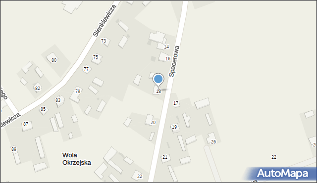 Wola Okrzejska, Spacerowa, 18, mapa Wola Okrzejska