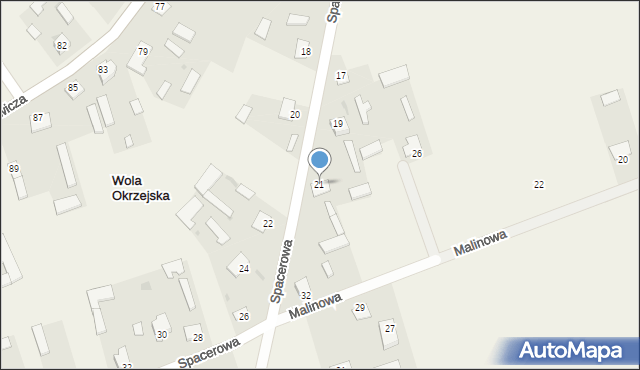 Wola Okrzejska, Spacerowa, 21, mapa Wola Okrzejska