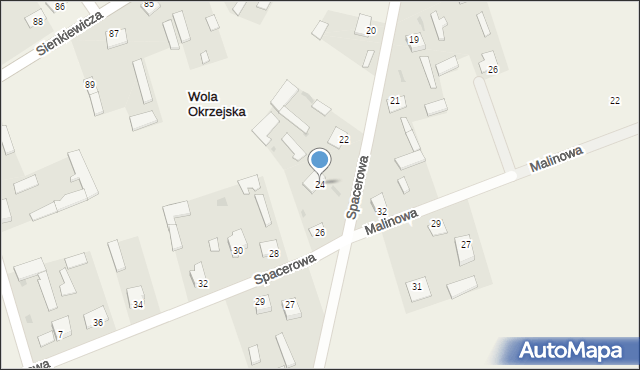 Wola Okrzejska, Spacerowa, 24, mapa Wola Okrzejska