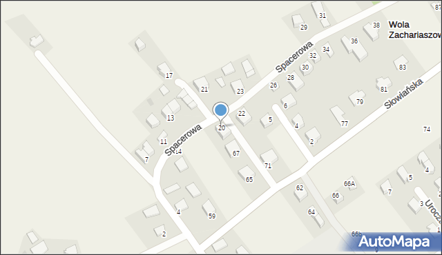 Wola Zachariaszowska, Spacerowa, 20, mapa Wola Zachariaszowska