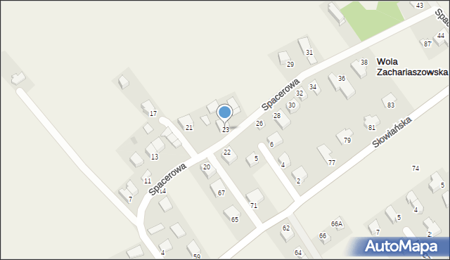 Wola Zachariaszowska, Spacerowa, 23, mapa Wola Zachariaszowska