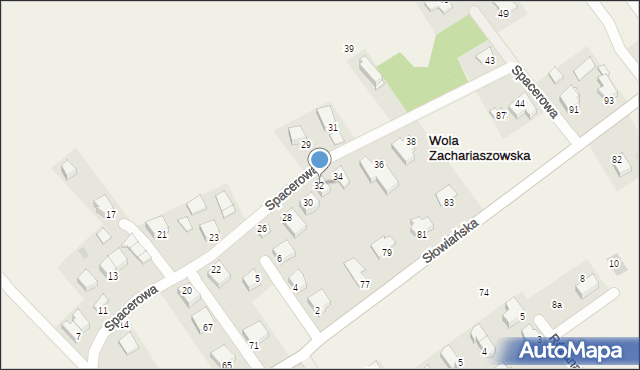 Wola Zachariaszowska, Spacerowa, 32, mapa Wola Zachariaszowska
