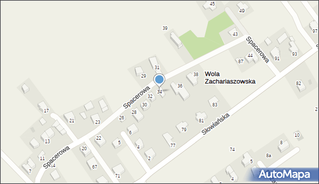 Wola Zachariaszowska, Spacerowa, 34, mapa Wola Zachariaszowska