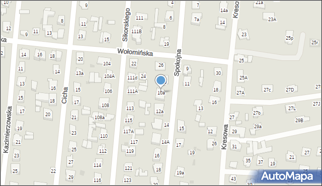 Wołomin, Spokojna, 10a, mapa Wołomin