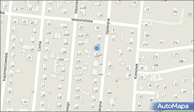 Wołomin, Spokojna, 12a, mapa Wołomin