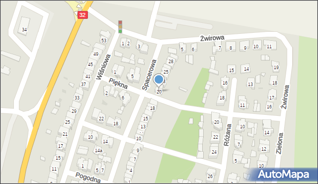 Wolsztyn, Spacerowa, 20, mapa Wolsztyn