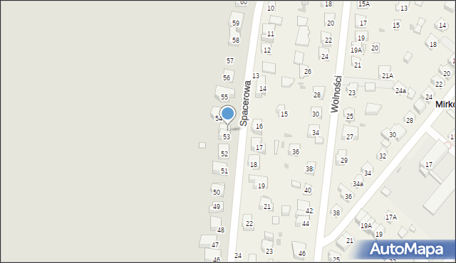 Wrocław, Spacerowa, 53A, mapa Wrocławia