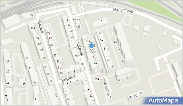 Wrocław, Spiżowa, 19A, mapa Wrocławia