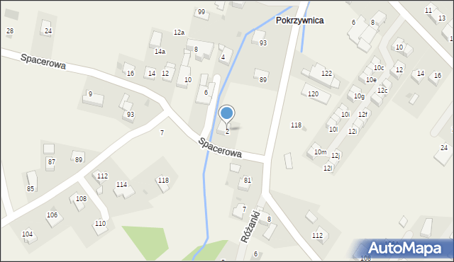 Wrząsowice, Spacerowa, 2, mapa Wrząsowice