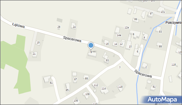 Wrząsowice, Spacerowa, 9, mapa Wrząsowice