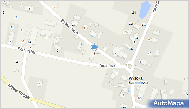 Wysoka Kamieńska, Spółdzielcza, 1, mapa Wysoka Kamieńska