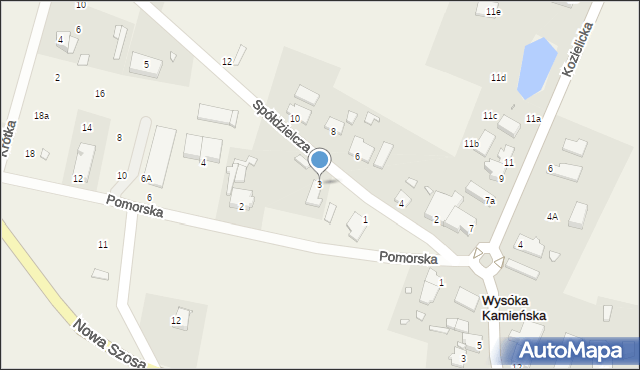 Wysoka Kamieńska, Spółdzielcza, 3, mapa Wysoka Kamieńska