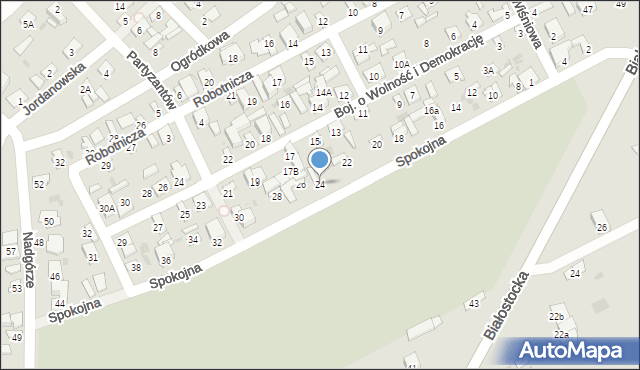 Wyszków, Spokojna, 24, mapa Wyszków