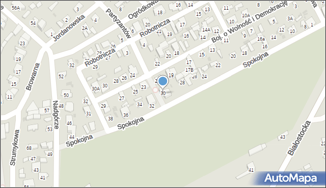 Wyszków, Spokojna, 30, mapa Wyszków