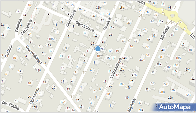 Zamość, Spadek, 10, mapa Zamościa