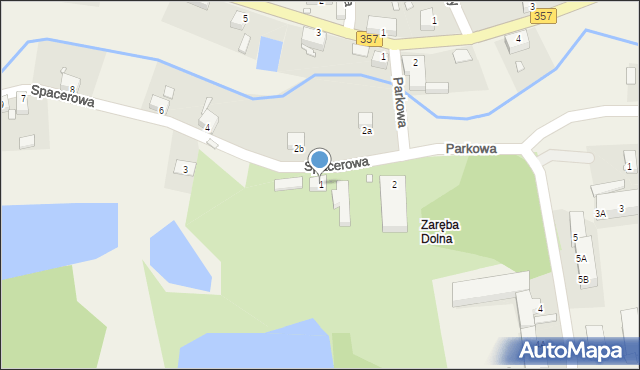 Zaręba, Spacerowa, 1, mapa Zaręba