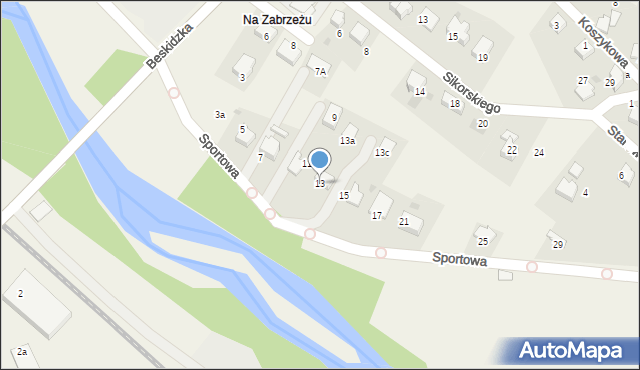 Zarzecze, Sportowa, 13, mapa Zarzecze